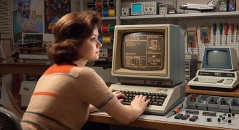 Person enjoying classic retro games on vintage computer setup