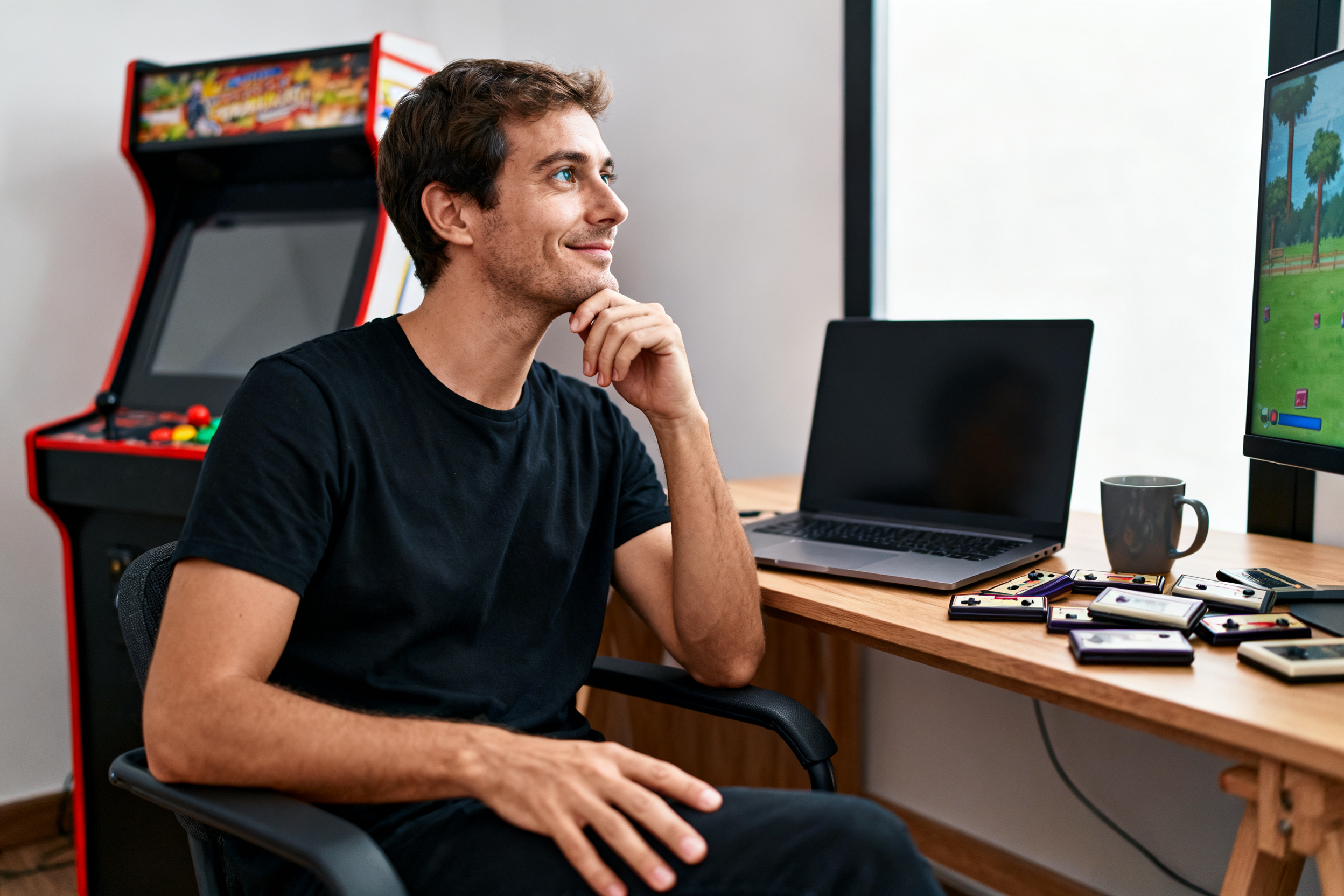 Vintage arcade cabinet and laptop setup showcasing classic flash game guide nostalgia